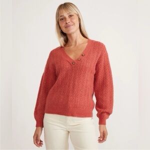 Marine Layer Evelyn Alpaca Blend Knit Sweater in Coral/ Mineral Red​​